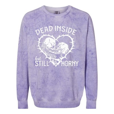 Dead Inside But Still Horny In Spike Heart Colorblast Crewneck Sweatshirt