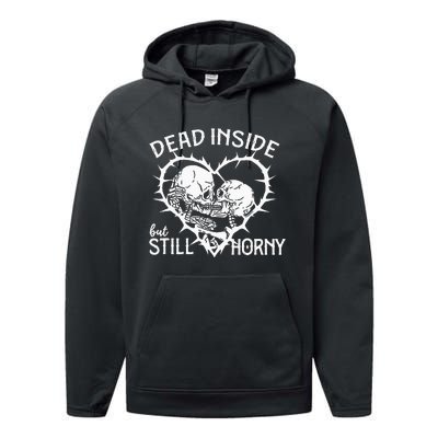 Dead Inside But Still Horny In Spike Heart Performance Fleece Hoodie