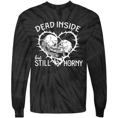 Dead Inside But Still Horny In Spike Heart Tie-Dye Long Sleeve Shirt