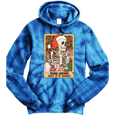 Dead Inside But ItS Christmas Festive Skeleton Design Gift Tie Dye Hoodie