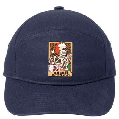 Dead Inside But ItS Christmas Festive Skeleton Design Gift 7-Panel Snapback Hat