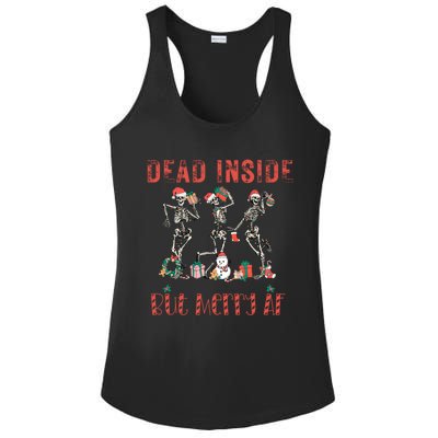 Dead Inside But Merry Af Funny Dancing Skeletons Gift Ladies PosiCharge Competitor Racerback Tank