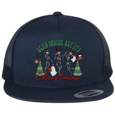 Dead Inside But ItS Christmas Funny Skeleton Merry Xmas Gift Flat Bill Trucker Hat