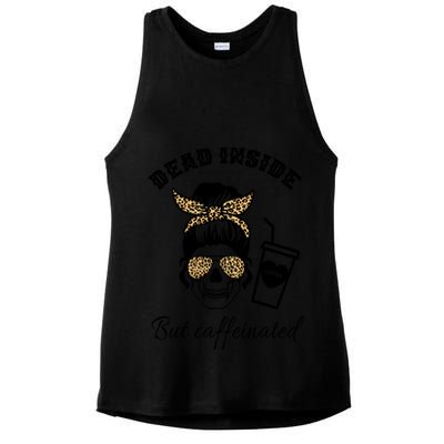Dead Inside But Caffeinated Ladies PosiCharge Tri-Blend Wicking Tank