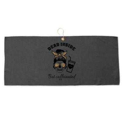 Dead Inside But Caffeinated Large Microfiber Waffle Golf Towel