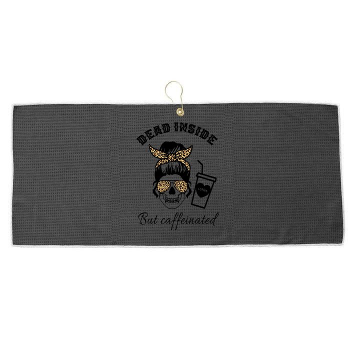Dead Inside But Caffeinated Large Microfiber Waffle Golf Towel