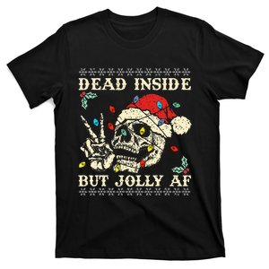 Dead Inside But Jolly AF Skeleton Santa Xmas   T-Shirt