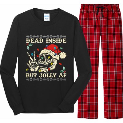 Dead Inside But Jolly AF Skeleton Santa Xmas   Long Sleeve Pajama Set