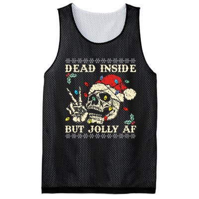 Dead Inside But Jolly AF Skeleton Santa Xmas   Mesh Reversible Basketball Jersey Tank