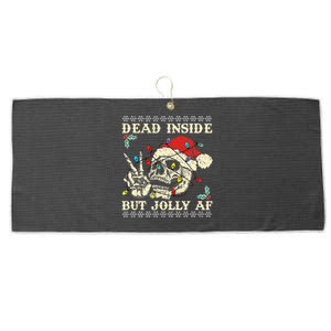 Dead Inside But Jolly AF Skeleton Santa Xmas   Large Microfiber Waffle Golf Towel