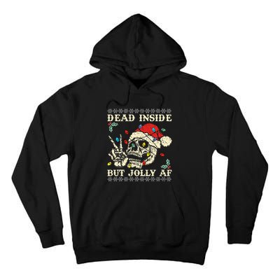 Dead Inside But Jolly AF Skeleton Santa Xmas   Tall Hoodie