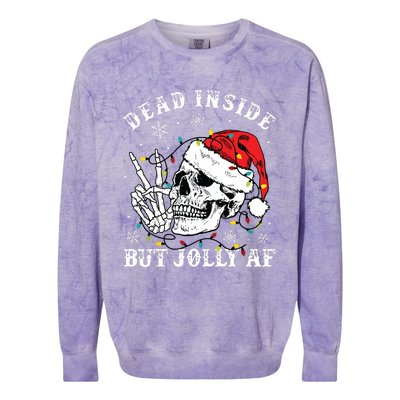 Dead Inside But Jolly Af Skeleton Santa Christmas Pajamas Colorblast Crewneck Sweatshirt