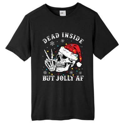 Dead Inside But Jolly Af Skeleton Santa Christmas Pajamas Tall Fusion ChromaSoft Performance T-Shirt