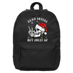 Dead Inside But Jolly Af Skeleton Santa Christmas Pajamas 16 in Basic Backpack