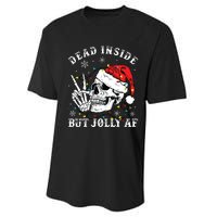 Dead Inside But Jolly Af Skeleton Santa Christmas Pajamas Performance Sprint T-Shirt