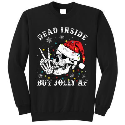 Dead Inside But Jolly Af Skeleton Santa Christmas Pajamas Tall Sweatshirt