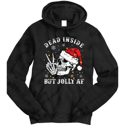 Dead Inside But Jolly Af Skeleton Santa Christmas Pajamas Tie Dye Hoodie