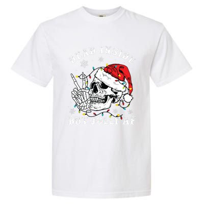 Dead Inside But Jolly Af Skeleton Santa Christmas Pajamas Garment-Dyed Heavyweight T-Shirt