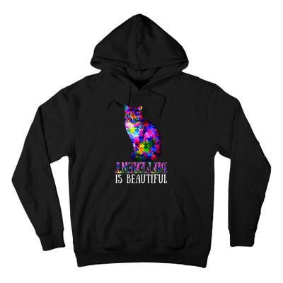 Different Is Beautiful Cat Autism Awareness Tall Hoodie