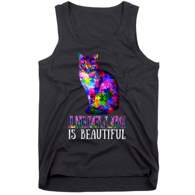 Different Is Beautiful Cat Autism Awareness Tank Top