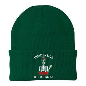 Dead Inside But Drunk Af Skeleton Girl Funny Halloween Knit Cap Winter Beanie