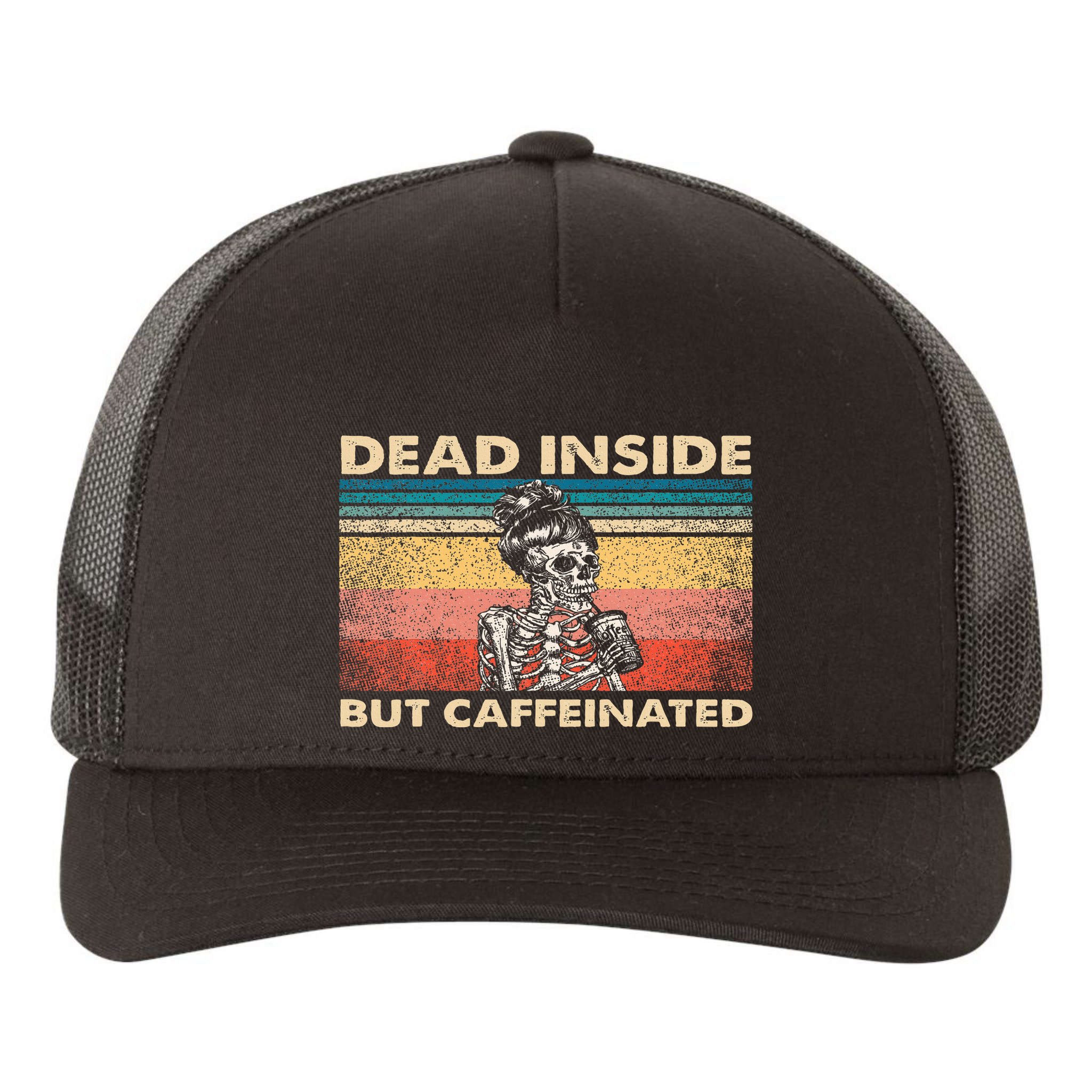 Dead Inside But Caffeinated Yupoong Adult 5-Panel Trucker Hat
