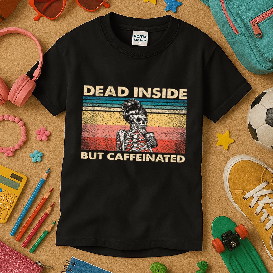 Dead Inside But Caffeinated Kids T-Shirt