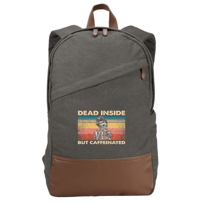 Dead Inside But Caffeinated Cotton Canvas Backpack