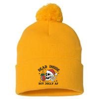 Dead Inside But Christmas Skeleton Pom Pom 12in Knit Beanie