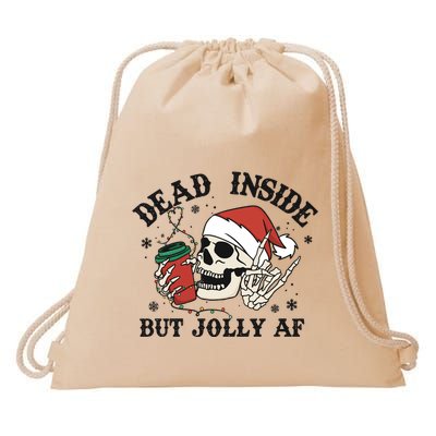 Dead Inside But Christmas Skeleton Drawstring Bag