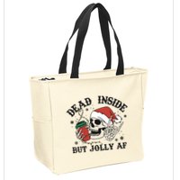 Dead Inside But Christmas Skeleton Zip Tote Bag