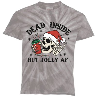 Dead Inside But Christmas Skeleton Kids Tie-Dye T-Shirt