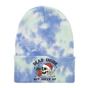 Dead Inside But Christmas Skeleton Tie Dye 12in Knit Beanie