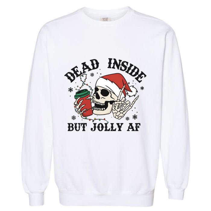 Dead Inside But Christmas Skeleton Garment-Dyed Sweatshirt