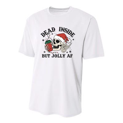 Dead Inside But Christmas Skeleton Youth Performance Sprint T-Shirt