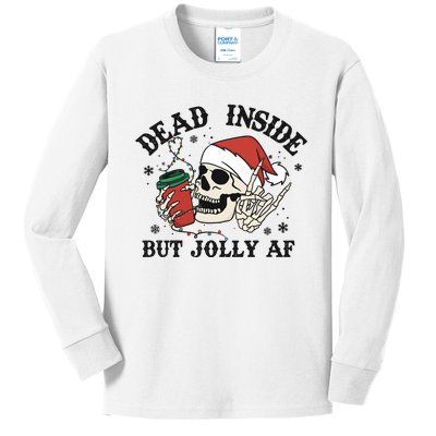 Dead Inside But Christmas Skeleton Kids Long Sleeve Shirt