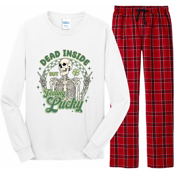 Dead Inside But Feeling Lucky Saint PatrickS Day Long Sleeve Pajama Set