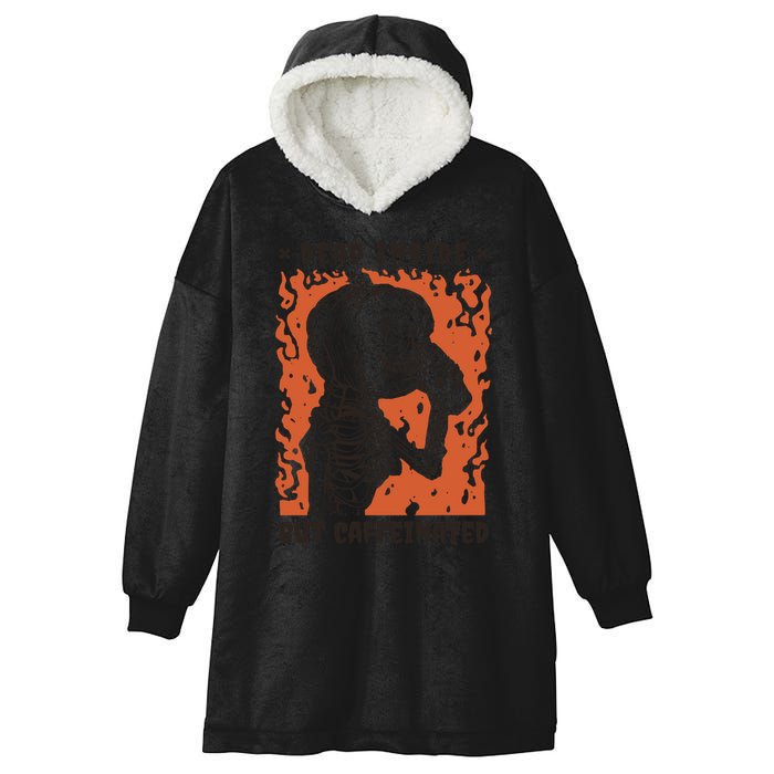 Dead Inside But Caffeinated Pumpkin Skeleton Hooded Wearable Blanket