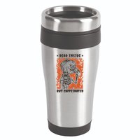 Dead Inside But Caffeinated Pumpkin Skeleton 16oz Travel Tumbler