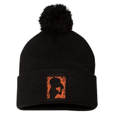 Dead Inside But Caffeinated Pumpkin Skeleton Pom Pom 12in Knit Beanie