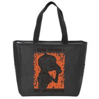 Dead Inside But Caffeinated Pumpkin Skeleton Zip Tote Bag