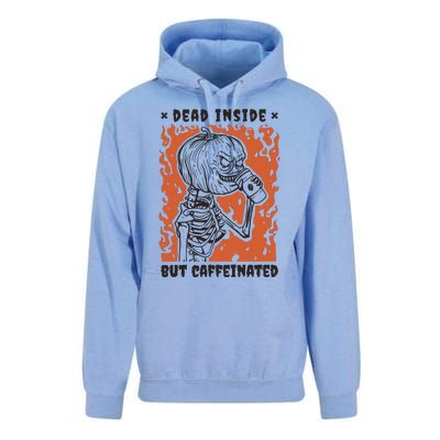 Dead Inside But Caffeinated Pumpkin Skeleton Unisex Surf Hoodie