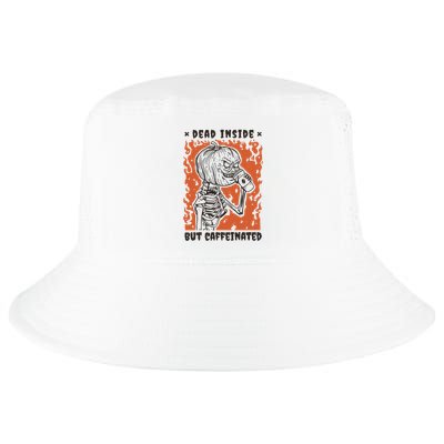 Dead Inside But Caffeinated Pumpkin Skeleton Cool Comfort Performance Bucket Hat