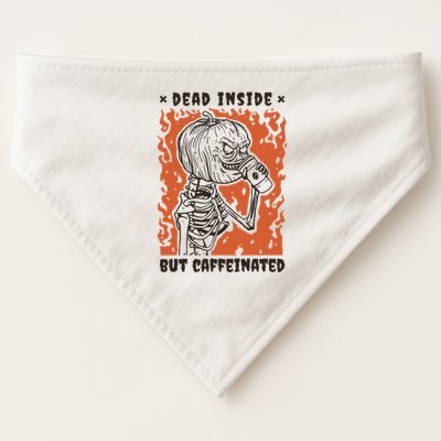 Dead Inside But Caffeinated Pumpkin Skeleton USA-Made Doggie Bandana
