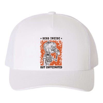 Dead Inside But Caffeinated Pumpkin Skeleton Yupoong Adult 5-Panel Trucker Hat