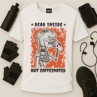 Dead Inside But Caffeinated Pumpkin Skeleton Performance Shirt