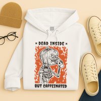 Dead Inside But Caffeinated Pumpkin Skeleton Hoodie