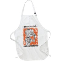 Dead Inside But Caffeinated Pumpkin Skeleton Apron