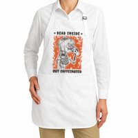 Dead Inside But Caffeinated Pumpkin Skeleton Apron