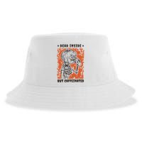 Dead Inside But Caffeinated Pumpkin Skeleton Sustainable Bucket Hat